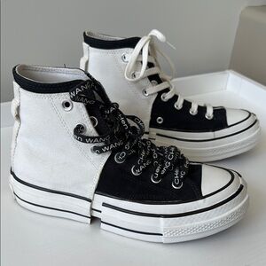 Chic Wang Black and White High-Top Sneakers